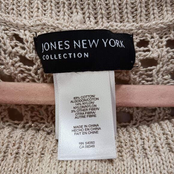 Jones New York Net Blouse Size Medium Cowl Neck Short Sleeve Metallic Brown - Picture 3 of 12